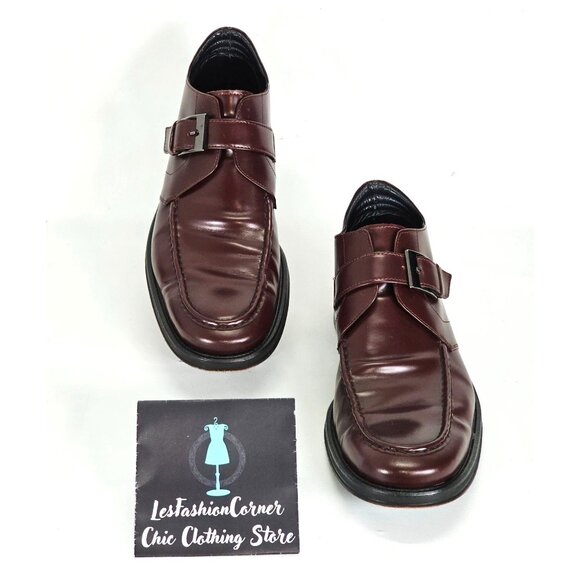 Rodolfo Zengarini Men's Burgundy Leather Monk Strap Buckle Loafers Sz 42 (9) 103 - Picture 2 of 16